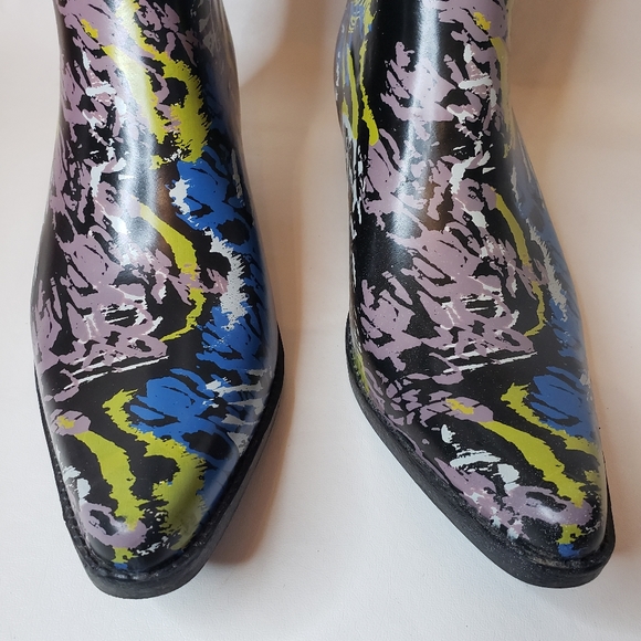 Nomad Yippy Rubber Boots Multicolor Pointed Toe Womens Size 10 Cowboy Rain Boots - Picture 9 of 16